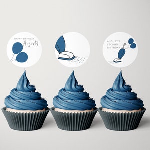 Toppers de cupcake a vácuo, modelo editável, etiquetas de festa de aspiração, topos de bolo de copo, Vroom em aniversário para impressão, LP53-001c