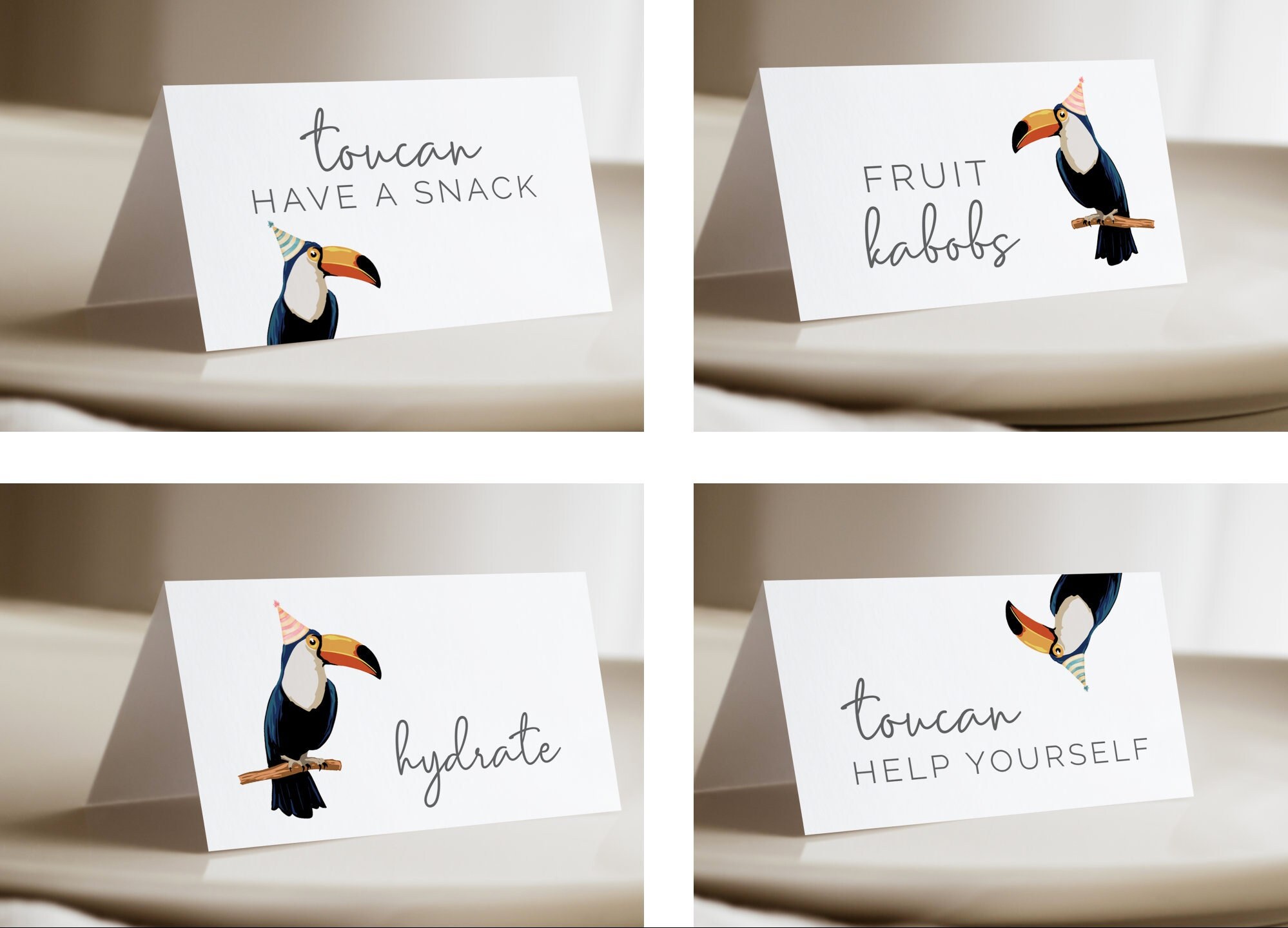 BOY GIRL Toucan Food Tent Labels, Editable Template, Toucan have a Snack, Toucan Help Yourself, Boy Toucan, Girl Toucan, LP19-004c
