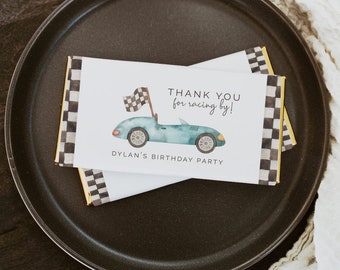 Racing Chocolate Bar Labels, Editable Template, Two Fast Party Wraps, Race car Birthday Printable, Candy Vintage Flag Wrappers, LP21-013l