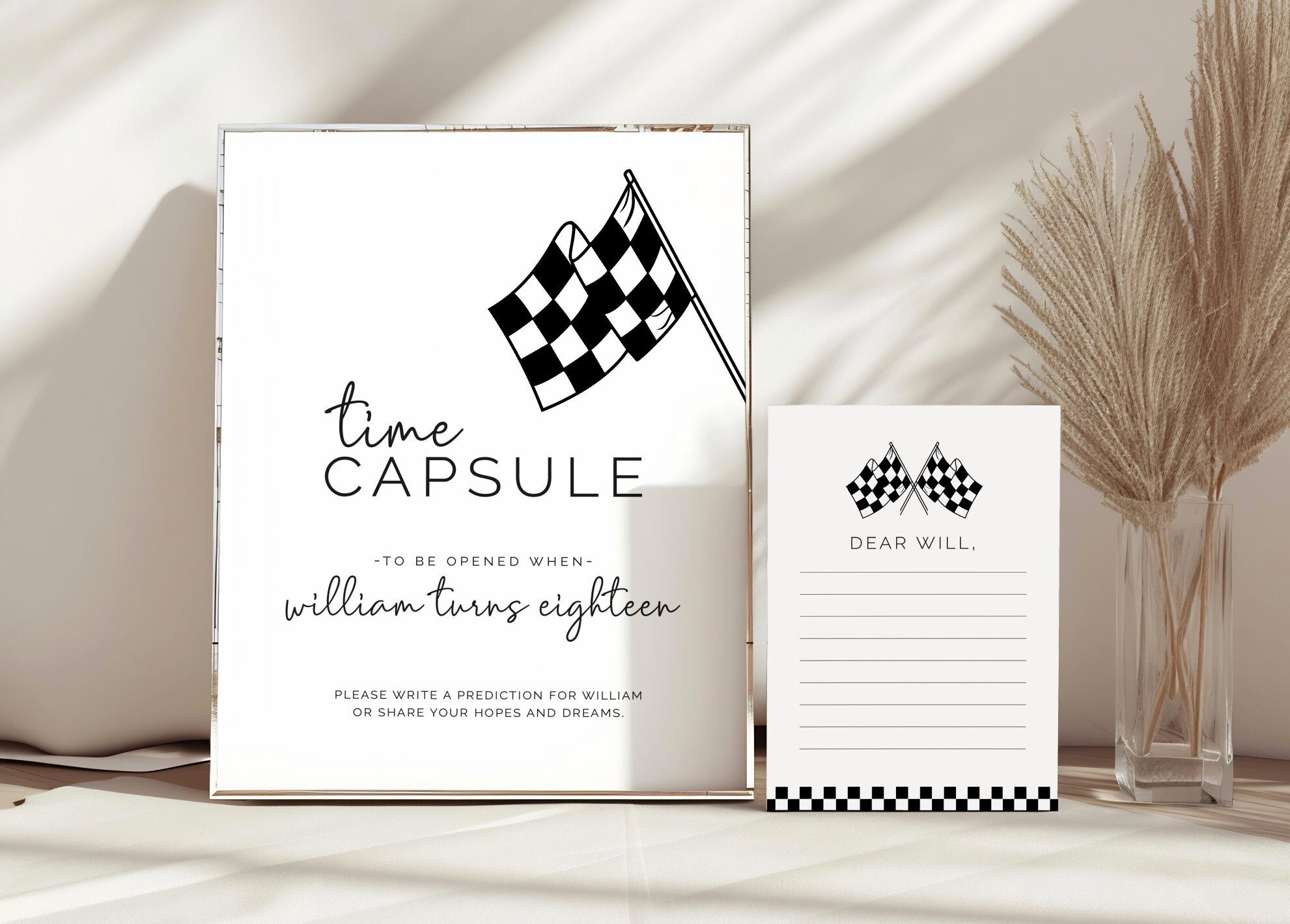 Car Racing Timezone Card Racing Time Capsule Sign, Time Capsule Cards, Editable Template ...