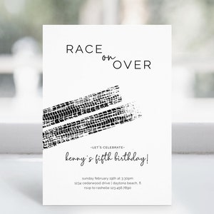 Racing Birthday Invitation, Editable Template, Race on Over, Growing up Two Fast, Tire Tracks, Motocross, Dirt Bike Invite, LP21-003