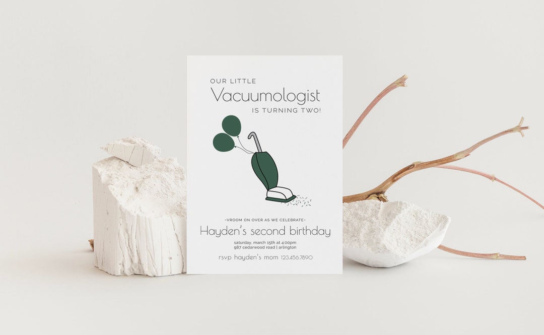 Clean Up Party Inventation Example Vacuum Birthday Invitation, Editable Template, Cleaning Party Invite ...