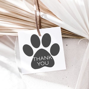 Paw Print Thank You Tags, Editable Template, Dog Foot Print Thank You ...