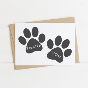 Paw Print Thank You Cards, Editable Template, Dog Foot Print Thank You ...