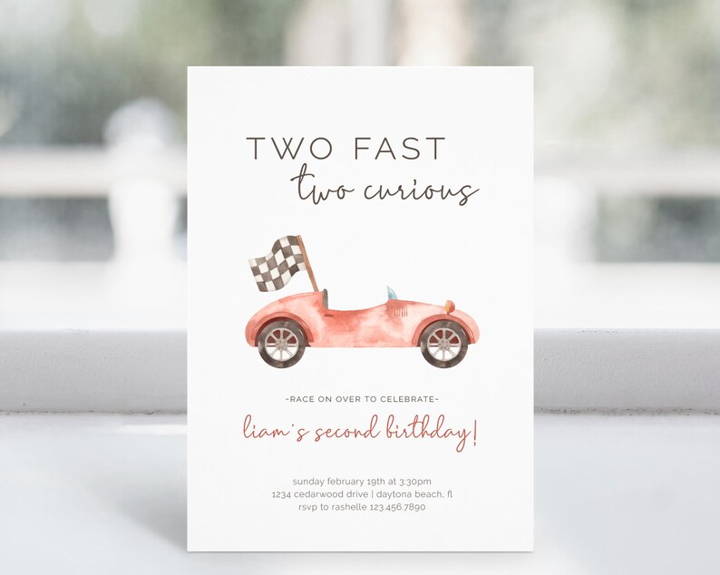 Two Fast Two Curious Birthday Invitation Editable Template - Etsy Canada