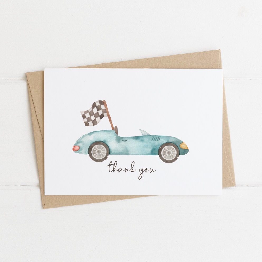 Racing Thank You Card Editable Template Vintage Race Car | Etsy
