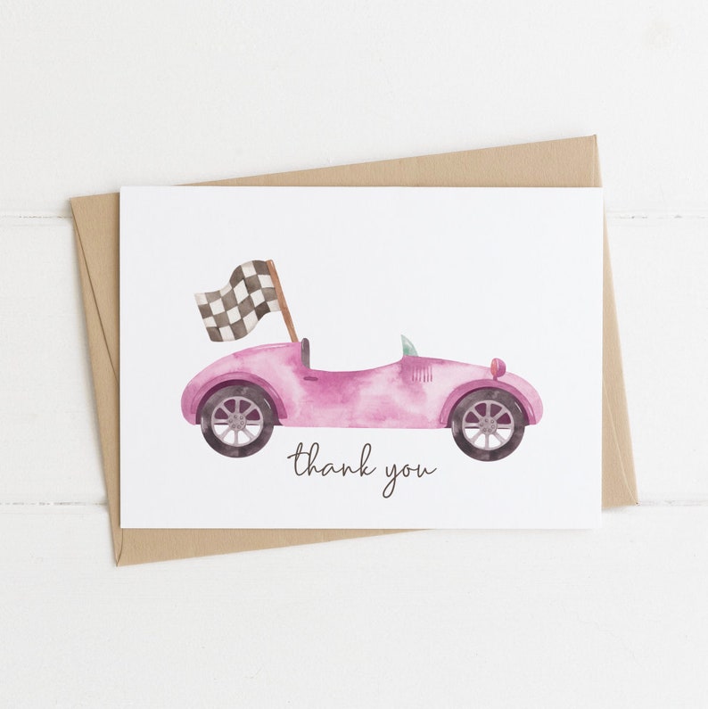 Racing Thank You Card Editable Template Vintage Race Car | Etsy