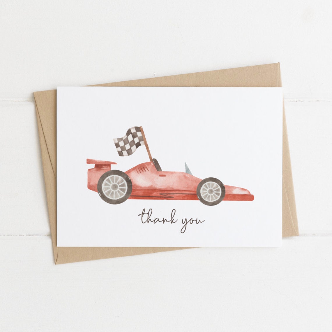 Racing Thank You Card Editable Template Vintage Race Car | Etsy