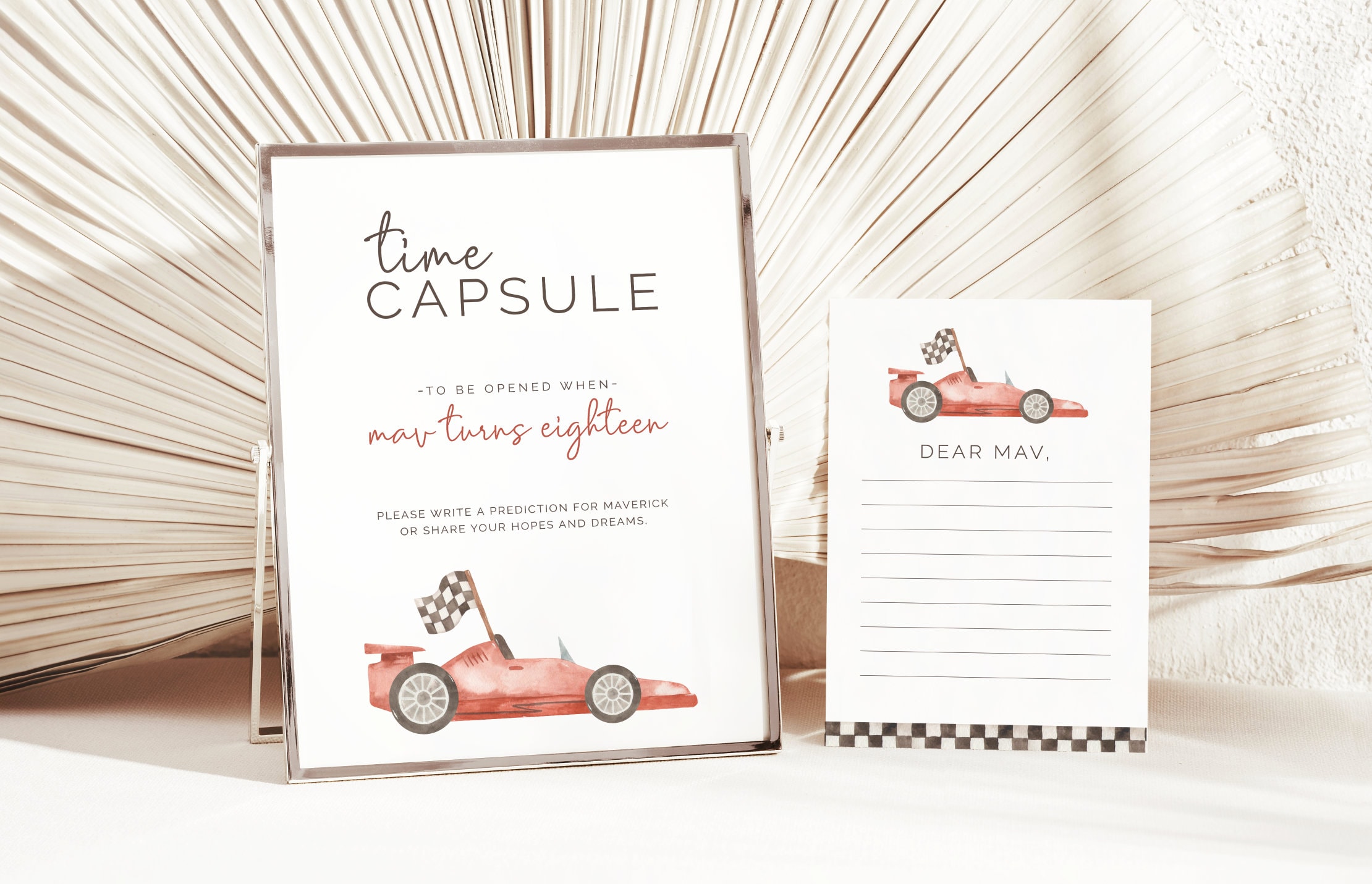 Car Racing Timezone Card Racing Time Capsule Sign, Time Capsule Cards, Editable Template ...