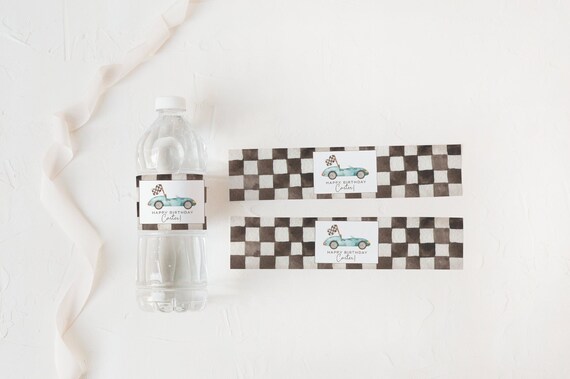 Checkered Flag - Racing - Race Car' Water Bottle