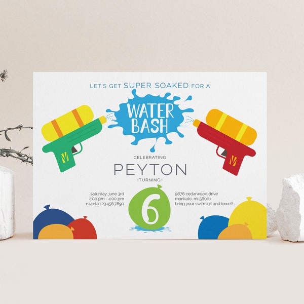 Water Fight Invitation Etsy