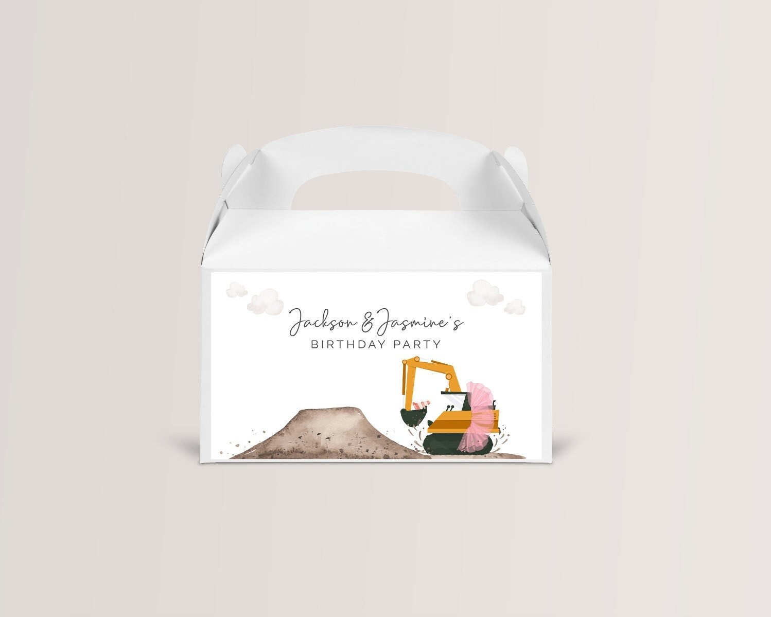 Trucks in Tutus Favor Box Label, Editable Template, Trucks and Tutus Party, Gable Box, Princess Birthday, LP47-027i