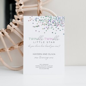 Twinkle Twinkle Little Star Invitation, Editable Template, Twin Birthday, Twinkle Little Stars, Do you know how loved you are, LP25-002