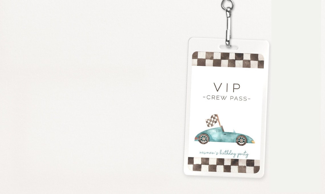 VIP Crew Pass Editable Template Two Fast Vintage Race Car - Etsy