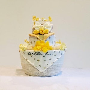 Baby Boy or Girl Yellow &quot;Bee&quot; Themed Diaper Basket