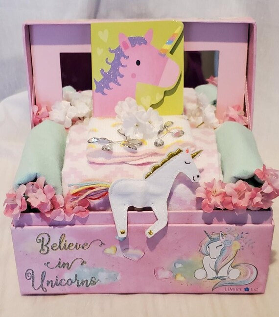 Download Baby Girl Pink Magical Unicorn Diaper Box Gift Basket Etsy