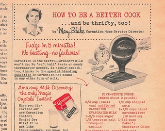 1956 Nelkenmilch Rezepte Vintage Print Ad Mary Blake Better Koch Thrifty