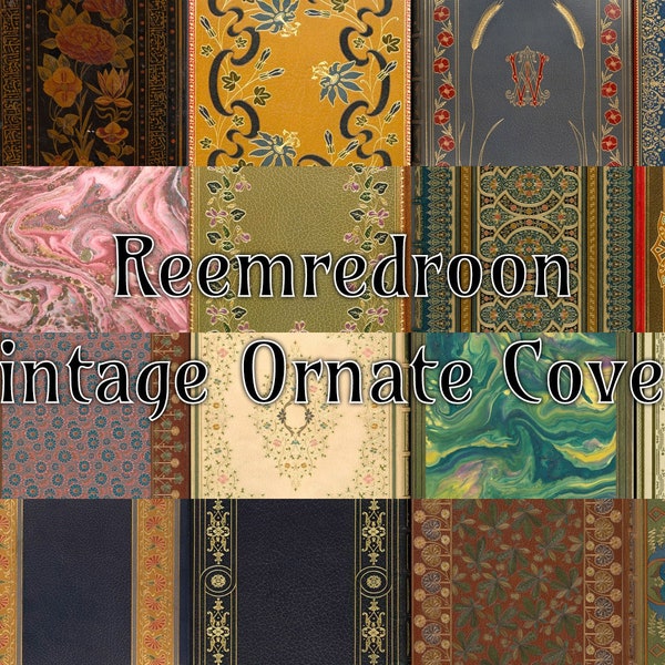 Printable 40+ Vintage Ornate Book Covers, Digital Download Gilded Antique Leather Bound Books, Decorative Book Graphics
