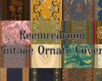 Printable 40+ Vintage Ornate Book Covers, Digital Download Gilded Antique Leather Bound Books, Decorative Book Graphics