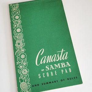 Blocco note vintage Canasta Samba Score Pad Pagine di diario spazzatura Blocco note Carta invecchiata Giochi di carte retrò Copertina verde Arte