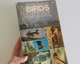 1972 Pocket Guide to Birds Paperback, Harry Cruickshank Illustrated Pocket Book Vintage Field Guide Identification American Birds Audubon