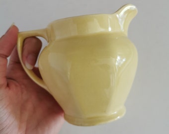 Vintage Yellow Creamer Pitcher CRAZING Tudor Ware Barker Bros Langton Porcelain Ceramics Soft Pastel Yellow Tea Set Settings Drinkware