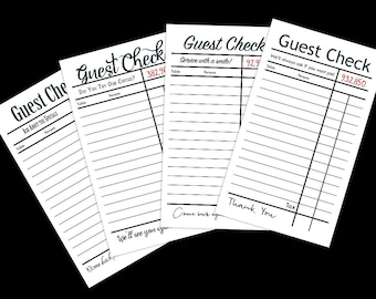 Printable Guest Checks, Junk Journalling Scrapbook Paper Ephemera, Retro Diner Digital Download Journal Card