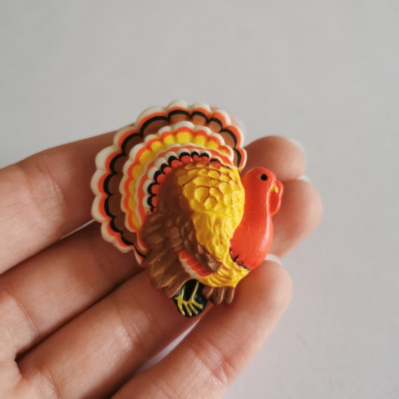 Vintage Thanksgiving Turkey Pin Hallmark Cards Harvest