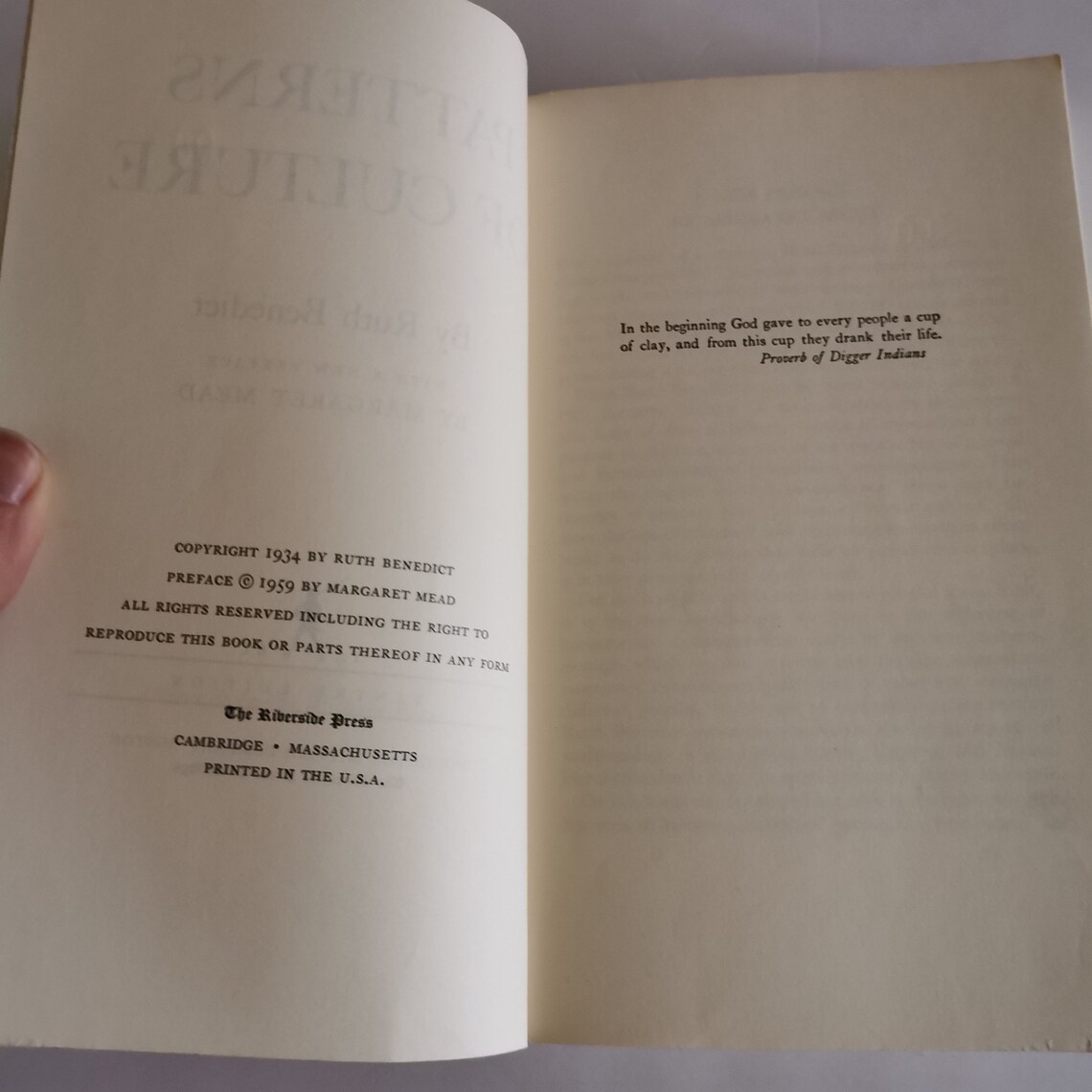 Cover of 1959 Patterns of Culture by Ruth Benedict