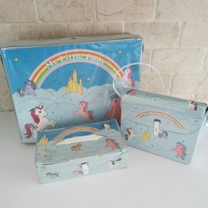 1983 My Little Pony Carrying Case with Pencil Case & Purse, READ DESCRIPTION Hasbro Blue Vinyl Retro Nostalgia Toy