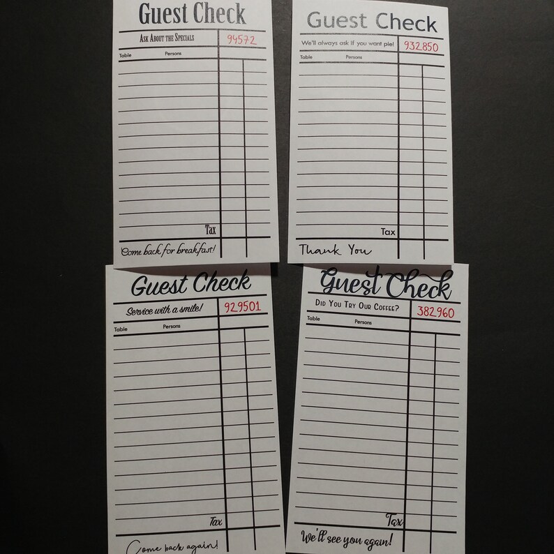 Printable Guest Checks Junk Journalling Scrapbook Paper Etsy