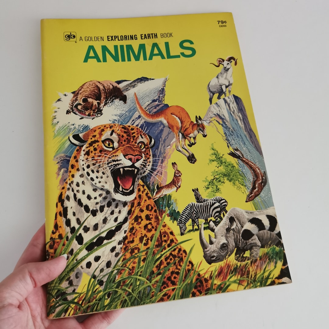 Vintage Animals Kids Book 1973 Golden Exploring Earth Book Illustrated