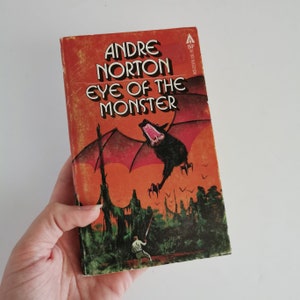 1980 Eye of the Monster by Andre Norton PB, Vintage Sci Fi Ace Books Pulp Cover Novel Paperback Shelf Decor