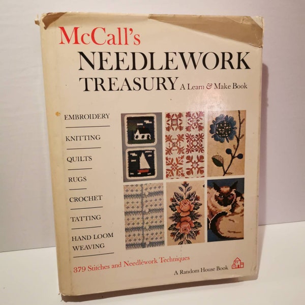 Vintage 1964 McCall's Needlework Treasury Book, Embroidery Knitting Crafting History Patchwork Crochet Learning