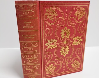 Livre d'essais et de revues Ralph Waldo Emerson vintage International Collector Library, couverture rigide, orange et rouge