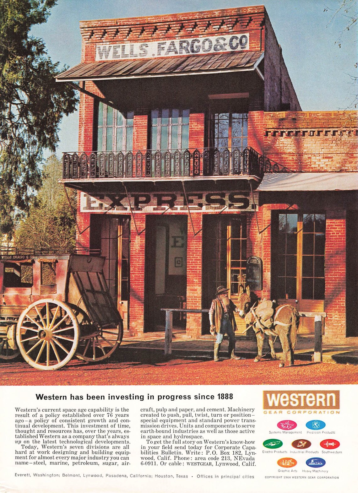 1964 Wells Fargo Western Gear Corp. Vintage Print Ad Donkey