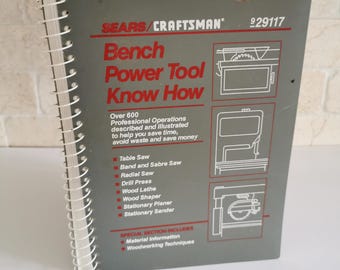Guía de conocimientos sobre herramientas eléctricas de banco Sears Craftsman de 1989 Referencia antigua Carpintero de taller Carpintería