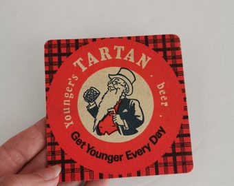 Vintage Tartan Beer Coaster Newcastle Brown Ale Beer Mat 2-Sided Breweriana