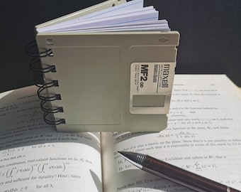 Upcycled Floppy Disk Notebook Lined Paper, Father's Day Gift Recycled Diskette Journal Retro Nostalgia 90s Computers Bachelor Gift for Him