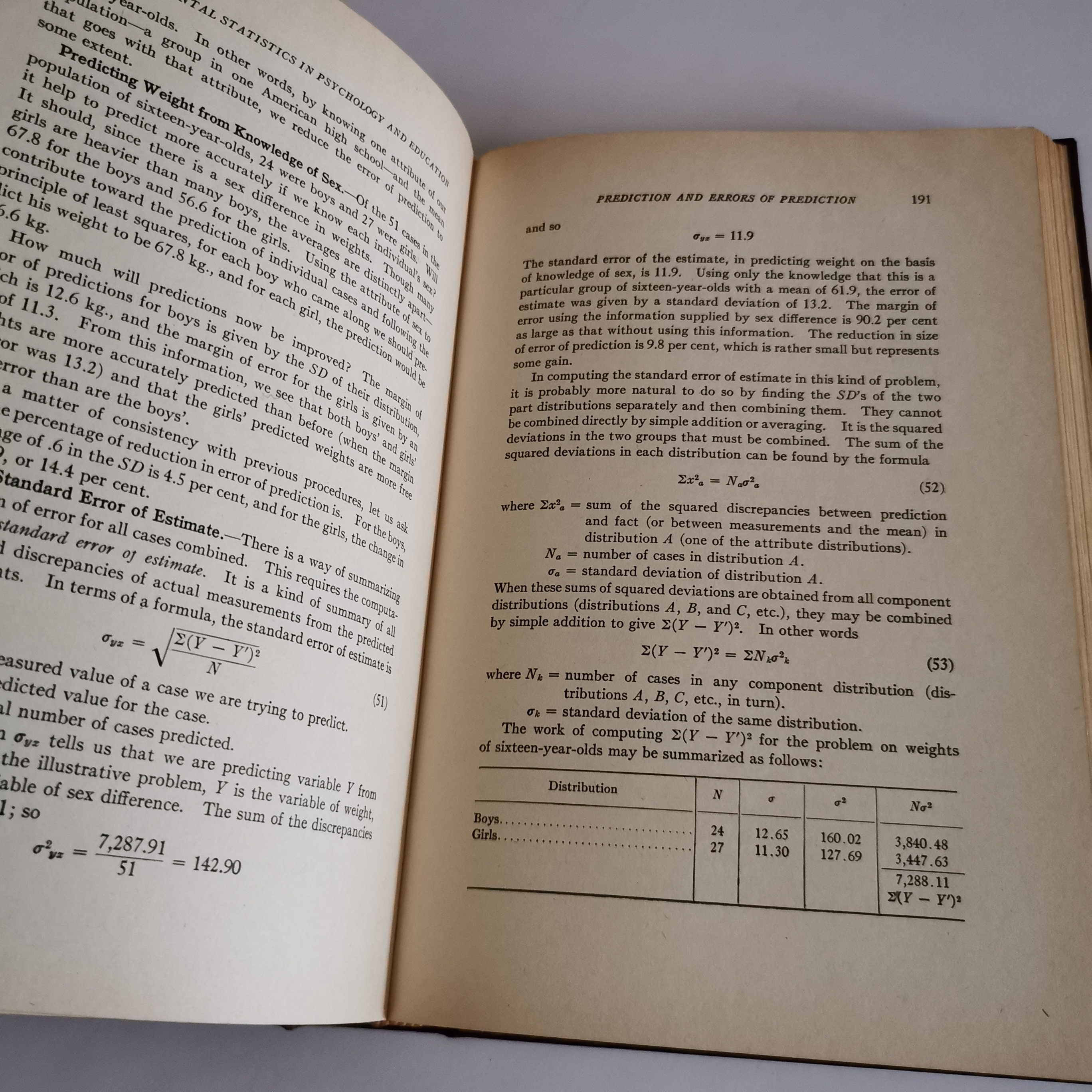1942 Fundamental Statistics in Psychology &amp; Education Book, Vintage Red Gilt Book Decor ...