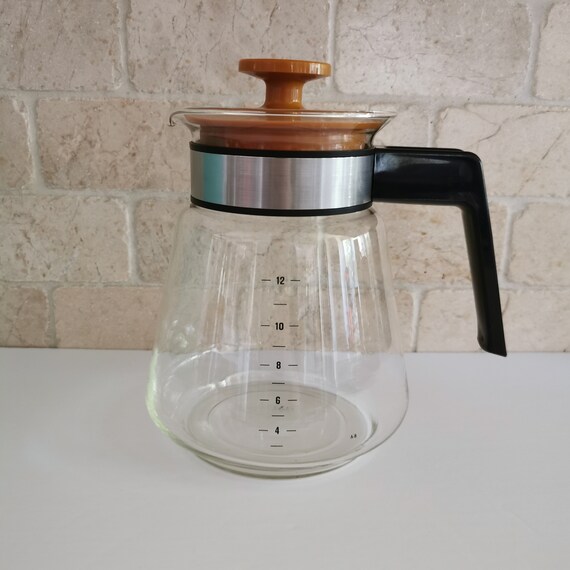 Vintage Glass Coffee Pot With Orange 