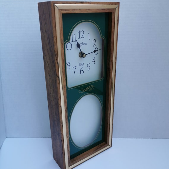 Vintage Ingraham Wall Clock Shadow Box 80s Kitchen Clock Etsy