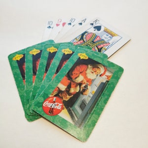Conjunto de cartas de jogar Coca-Cola Santa Verde de Natal vintage com 10, garrafa de Coca-Cola Logo Americana Papai Noel Junk Journal Scrapbooking
