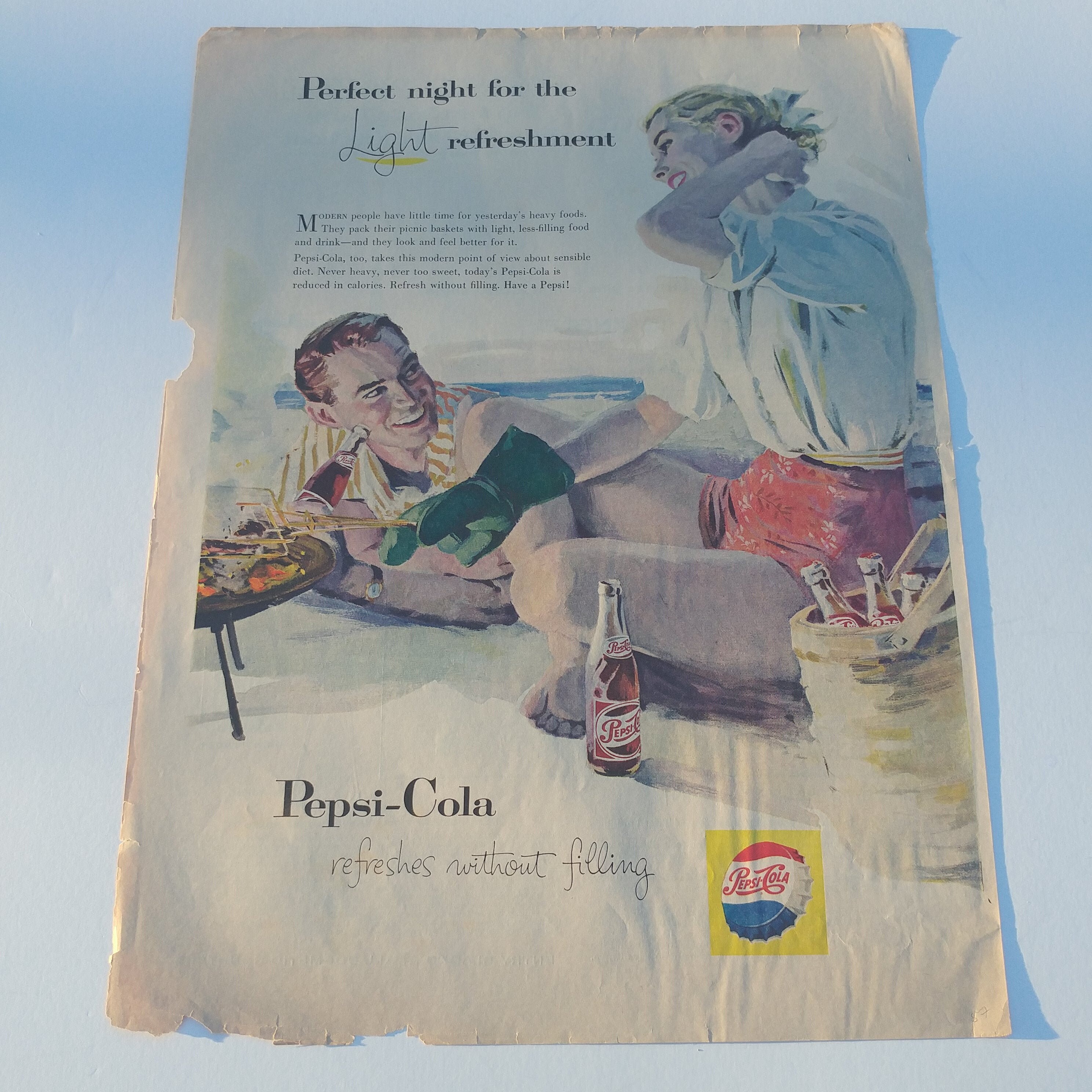 1957 Pepsi Cola Vintage Magazine Ad Light Refreshment Etsy
