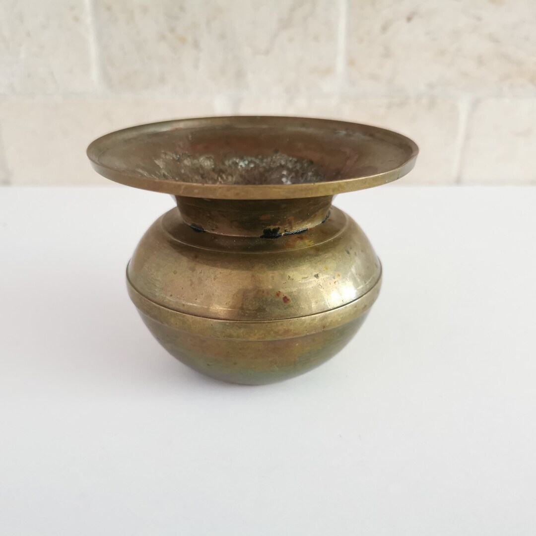 Vintage Small Brass Spittoon Plant Holder Planter Dish - Etsy