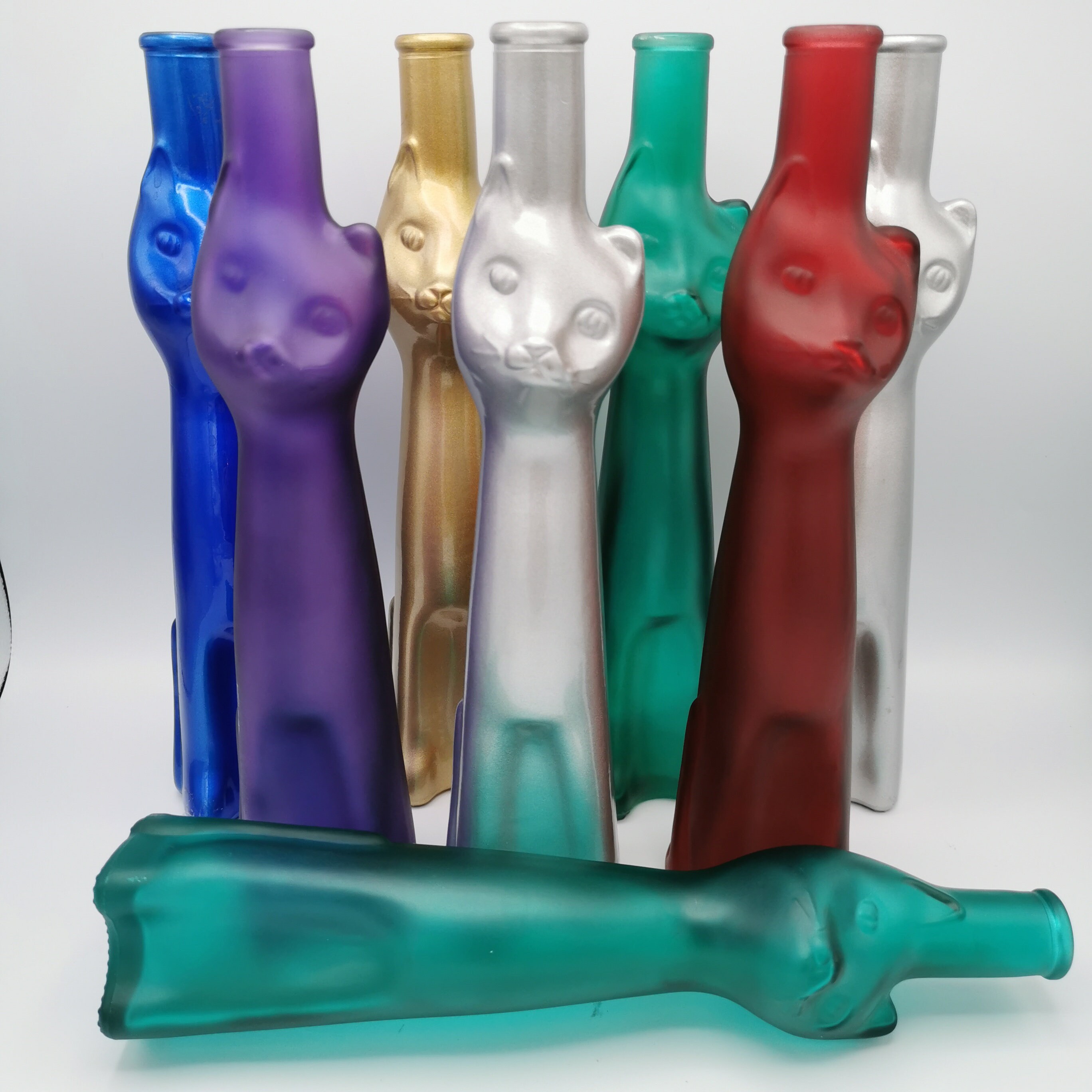 Botella de vino en forma de gato Vidrio multicolor Etsy