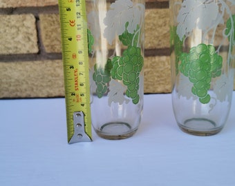 Set of 3 Vintage Etched Glass Tumblers With Grapes Leaves Vines, Drinking  Glasses Retro Juice Grape Leaf Etching 