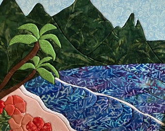 Fabric Art - Kinusaiga tropisch strand - muurdecoratie