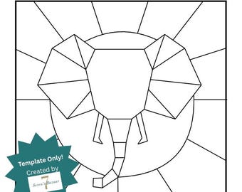 DIY stoffen knutselen - geometrische olifant - kinusaiga-sjabloon