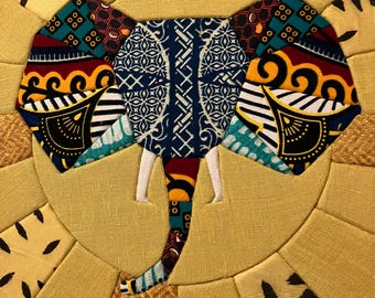 Fabric Art - Geometrische olifant Kinusaiga - Wanddecoratie